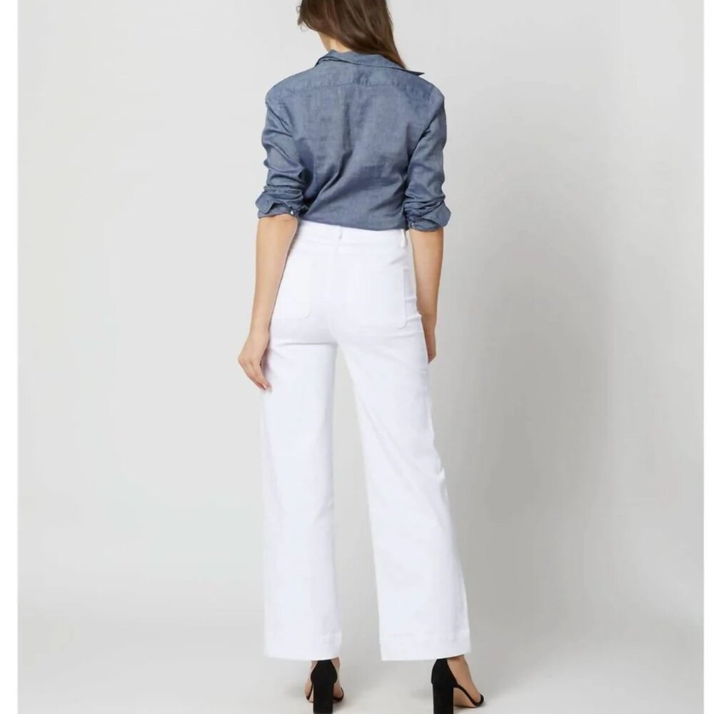 Ann Mashburn Coco Patch Pocket Jean White Stretch Denim Size 26 - Picture 5 of 10